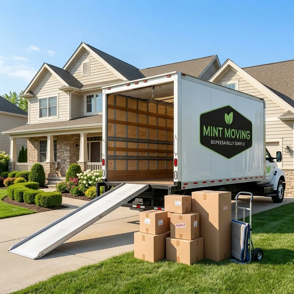 Mint Moving truck ready for a residential move